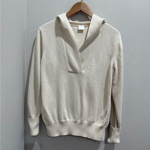 FAIR INDIGO Womens Knit Hoodie Pullover Sweater Cream Size L Peru Fairly Made